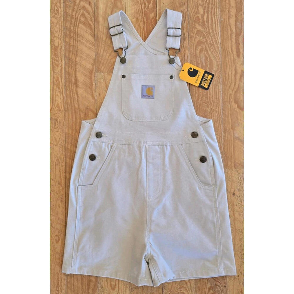 Carhartt Kids Rugged Flex Canvas Bib Overalls Shorts 100% Cotton Size 8